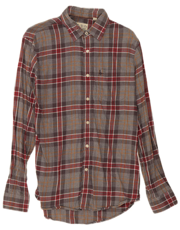 Jack Wills Herren-Flanellhemd, klein, grau, kariert, Baumwolle