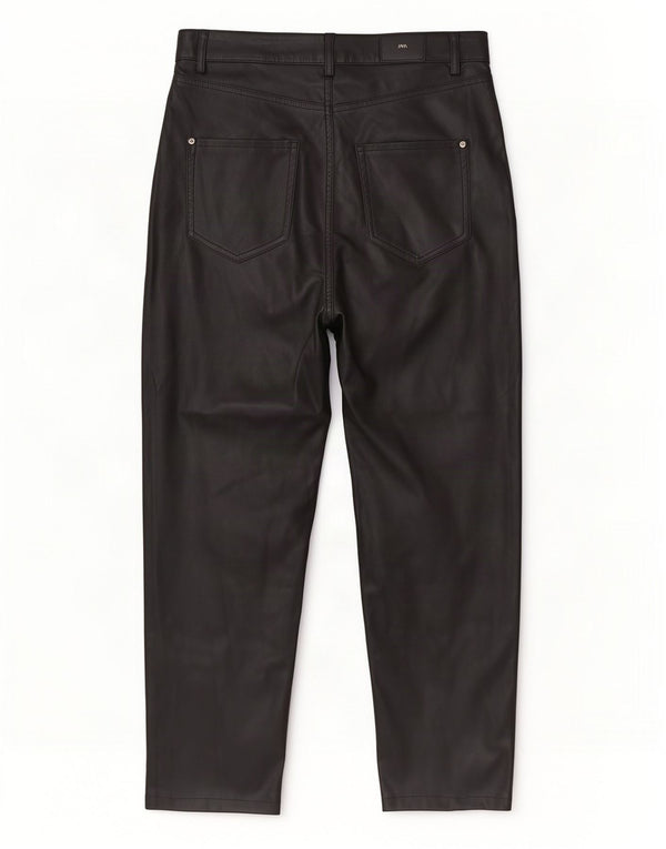 Zara Damen High Waist Crop Kunstlederhose EU 38 Small W28 L24 Schwarz