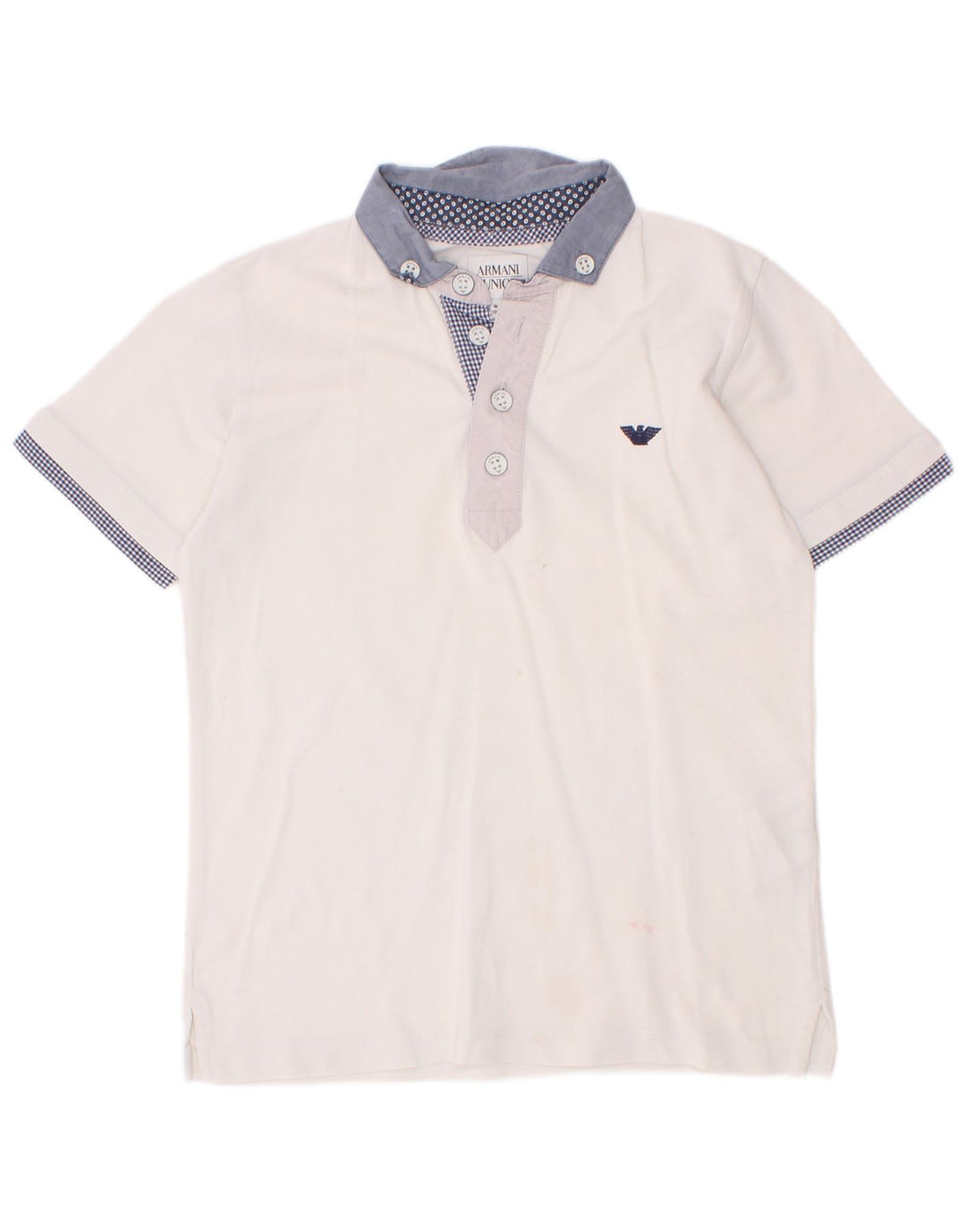 Armani Junior Poloshirt für Jungen, 7–8 Jahre, weiße Colourblock-Baumwolle