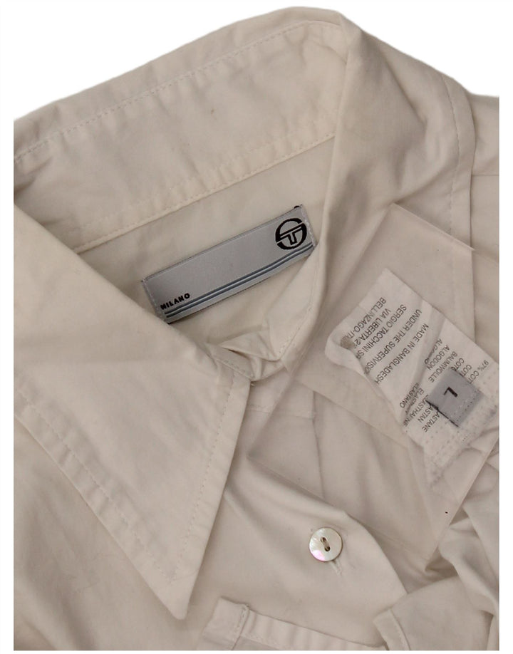 Sergio Tacchini Damenhemd UK 14 Große weiße Baumwolle