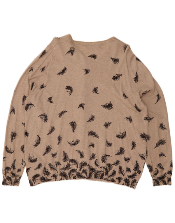 Marks & Spencer Damen-Cardigan-Pullover UK 22 3XL Beige geblümte Viskose