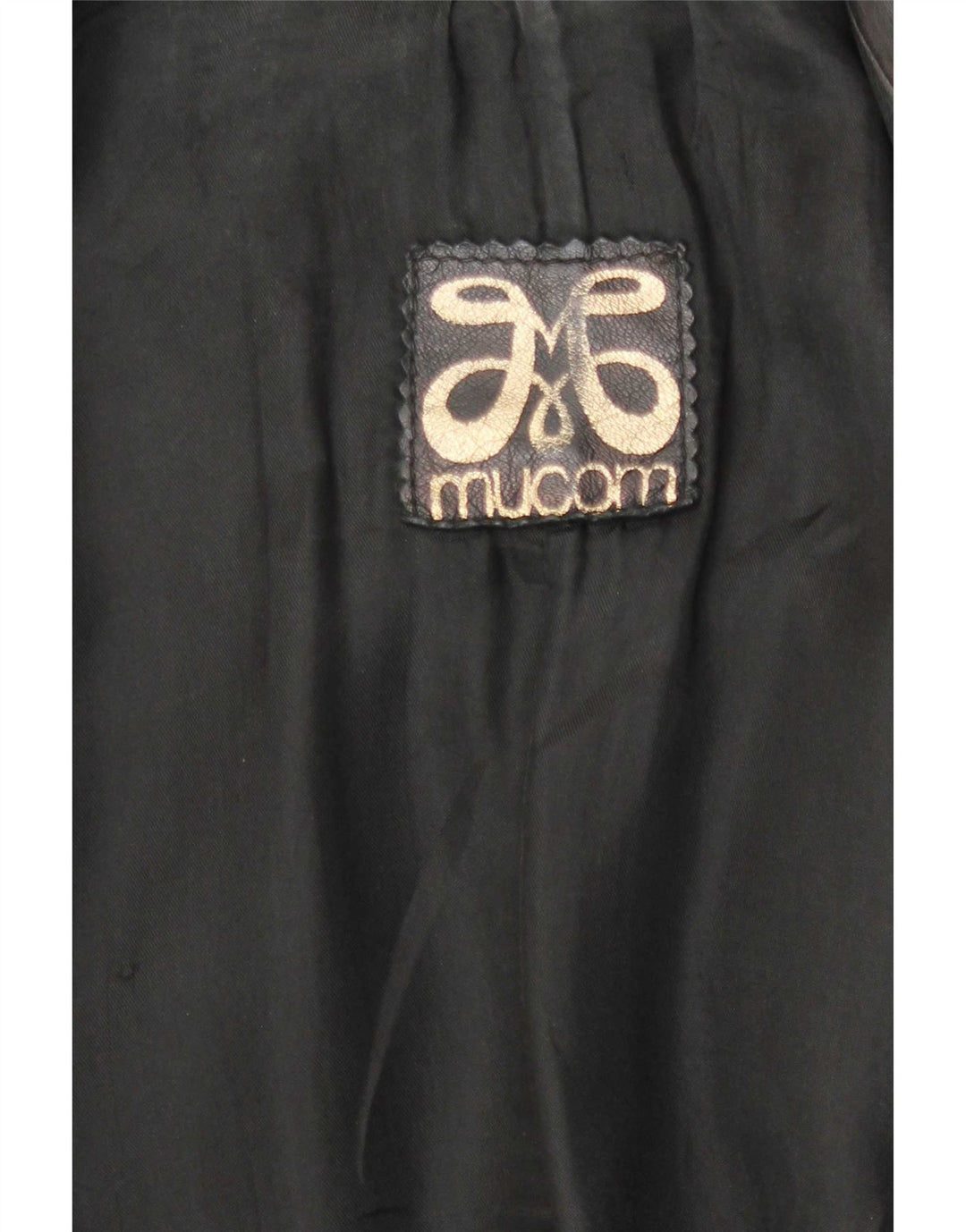 Vintage Damen Militärledermantel UK 14 Medium Schwarz