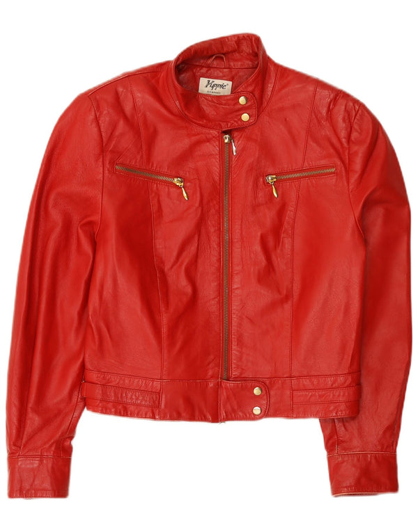 Yuppie Damen Crop Lederjacke EU 40 Mittelrot