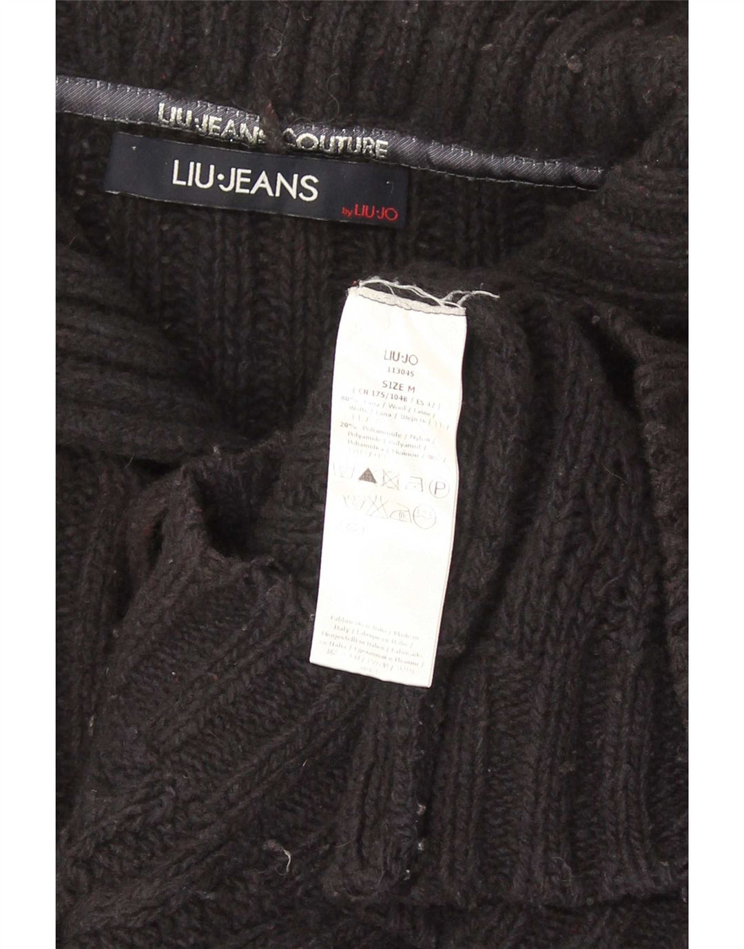 Liu Jo Herren-Pullover mit Knopfkragen, mittlere marineblaue Wolle