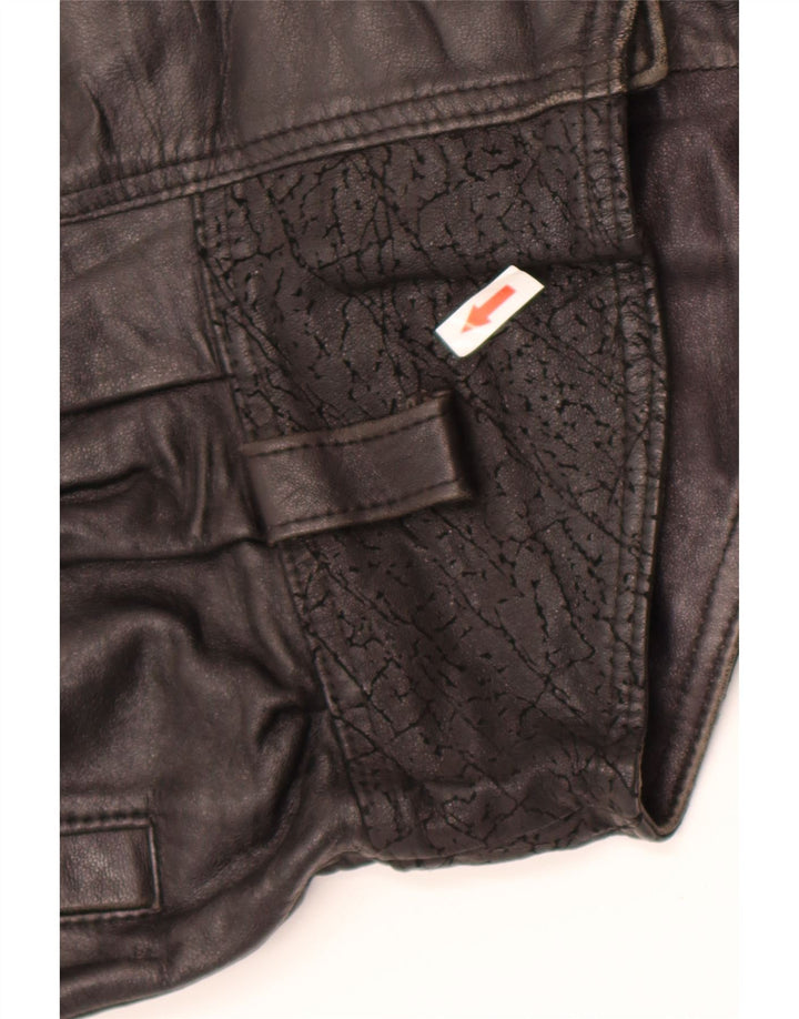 Lee Damen Übergroße Lederjacke UK 10 Small Schwarzes Leder