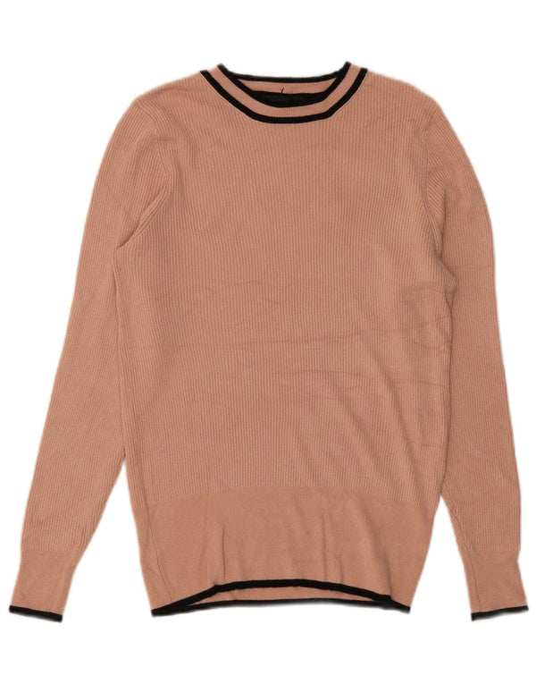 Marks & Spencer Damen-Blusenoberteil UK 14 Große rosa gestreifte Viskose