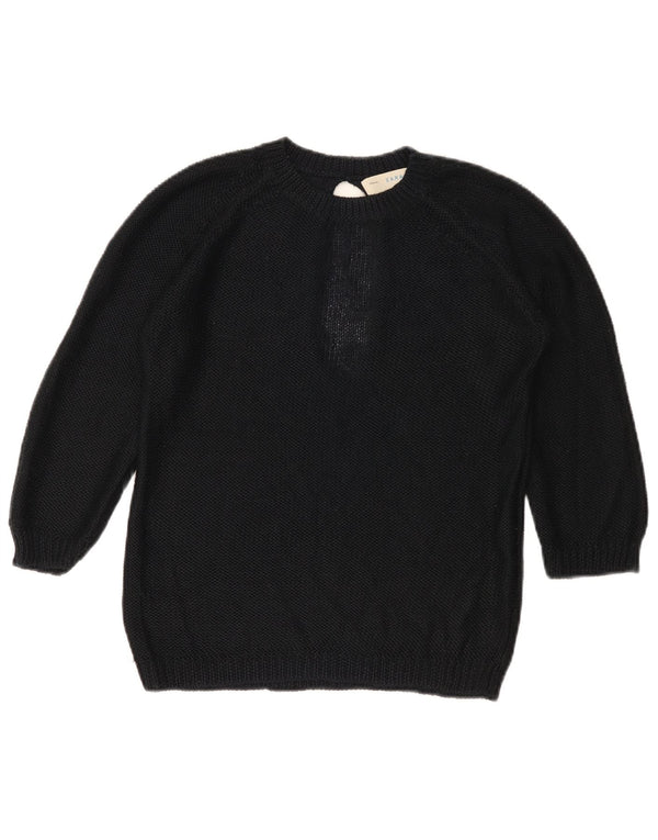 Zara Damen-Pullover mit 3/4-Ärmeln und Rundhalsausschnitt, Gr. 10, Größe S, Schwarz