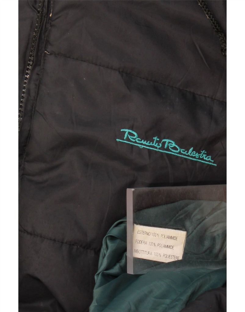 RENATO BALESTRA Mens Hooded Padded Jacket UK 42 XL Black Polyamide Vintage Renato Balestra and Second-Hand Renato Balestra from Messina Hembry 