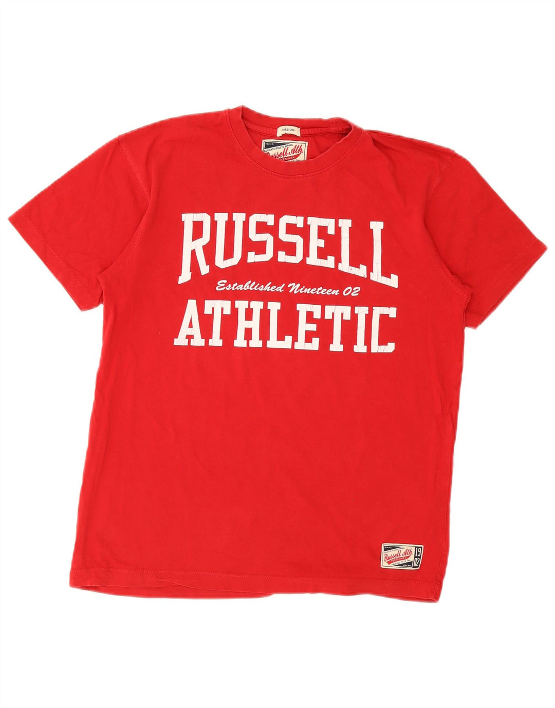 Russell Athletic Herren-T-Shirt mit Grafik, mittelrote Baumwolle