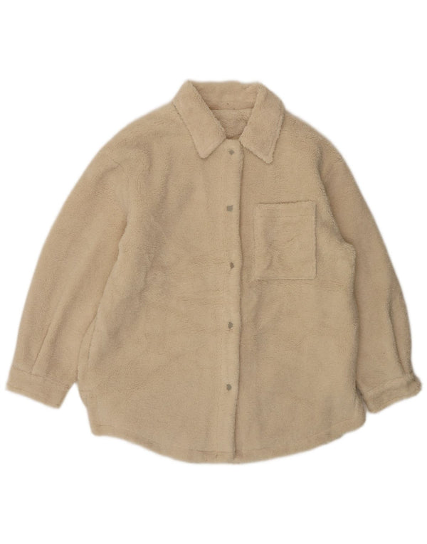 Topshop Damen-Fleecejacke in Übergröße, UK 10, Größe S, Beige, Polyester