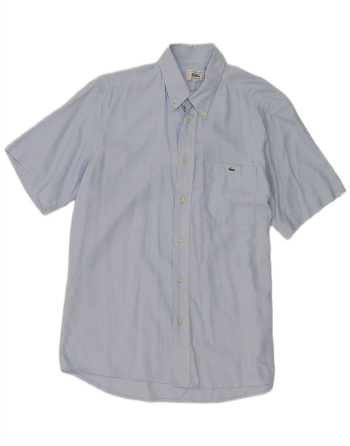 Lacoste Herren-Kurzarmhemd, Größe 40, mittelblaue Baumwolle