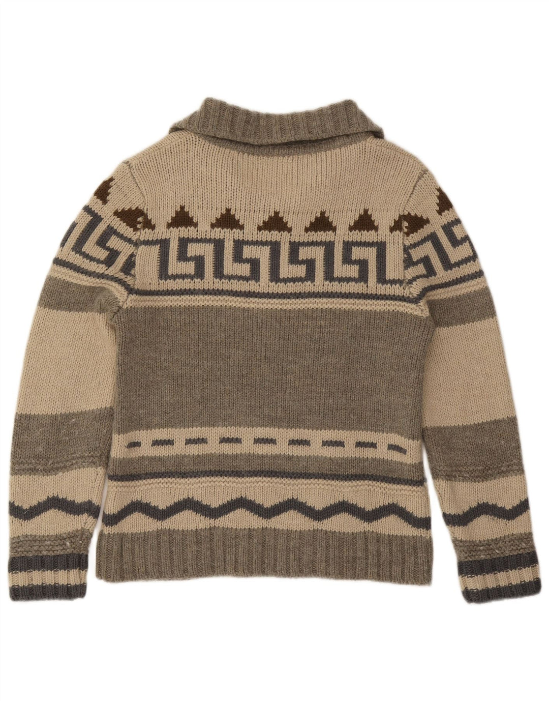 Vintage Herren-Pullover mit Knopfkragen, IT 50, Mittelgrau, Fair Isle