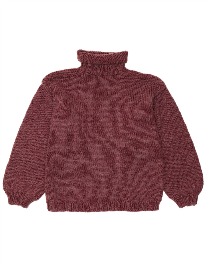 Vintage Damen Rollkragenpullover Pullover UK 14 Medium Burgund