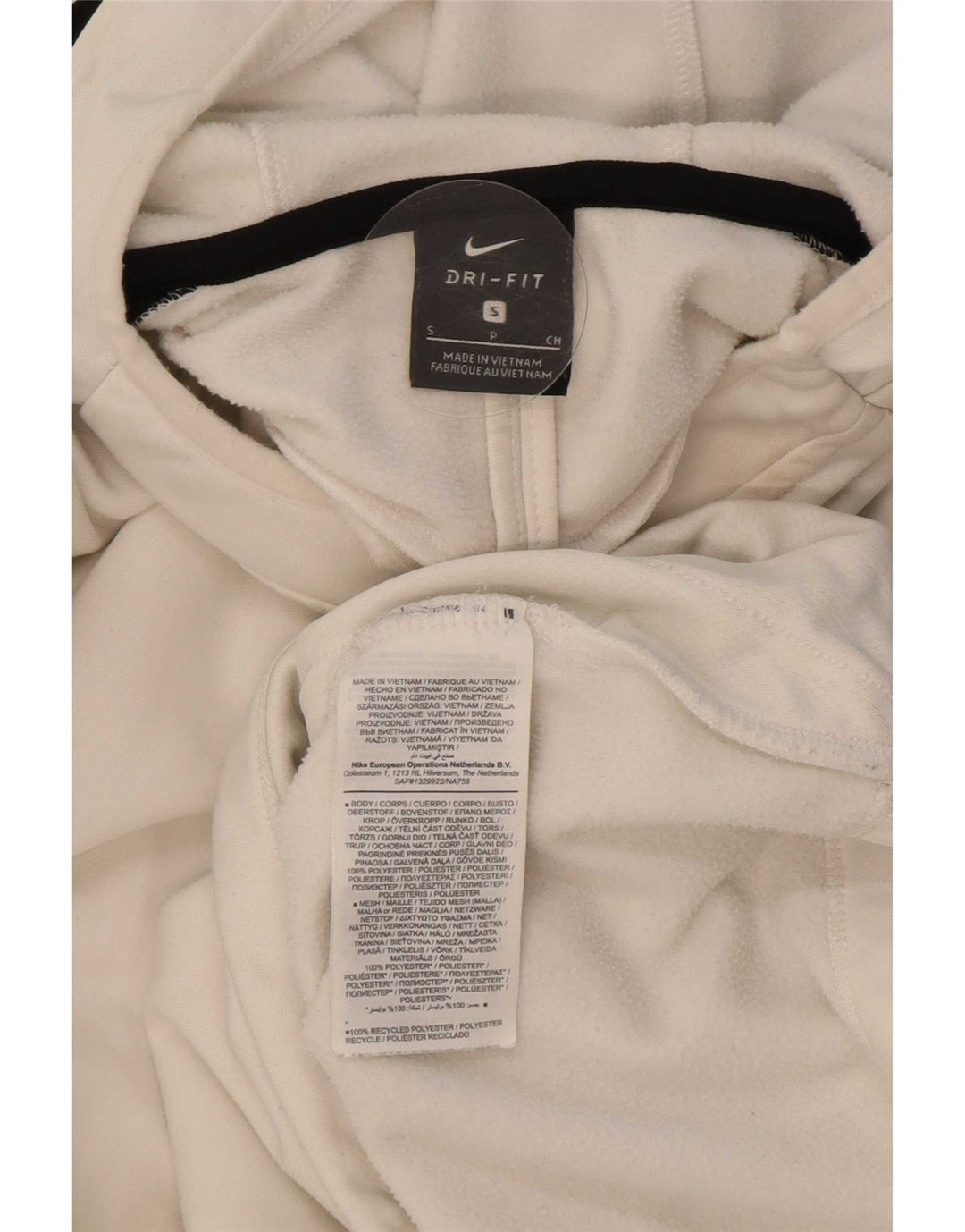 Nike Herren Dri Fit Kapuzenpullover, Größe S, Weiß, Farbblock-Polyester