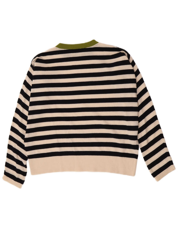 Cos Damen-Pullover, übergroß, Rundhalsausschnitt, Gr. 10, Größe S, Schwarz, gestreift