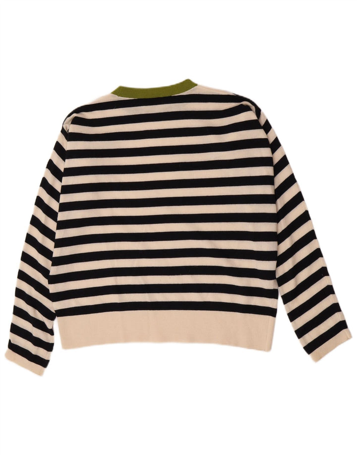 Cos Damen-Pullover, übergroß, Rundhalsausschnitt, Gr. 10, Größe S, Schwarz, gestreift