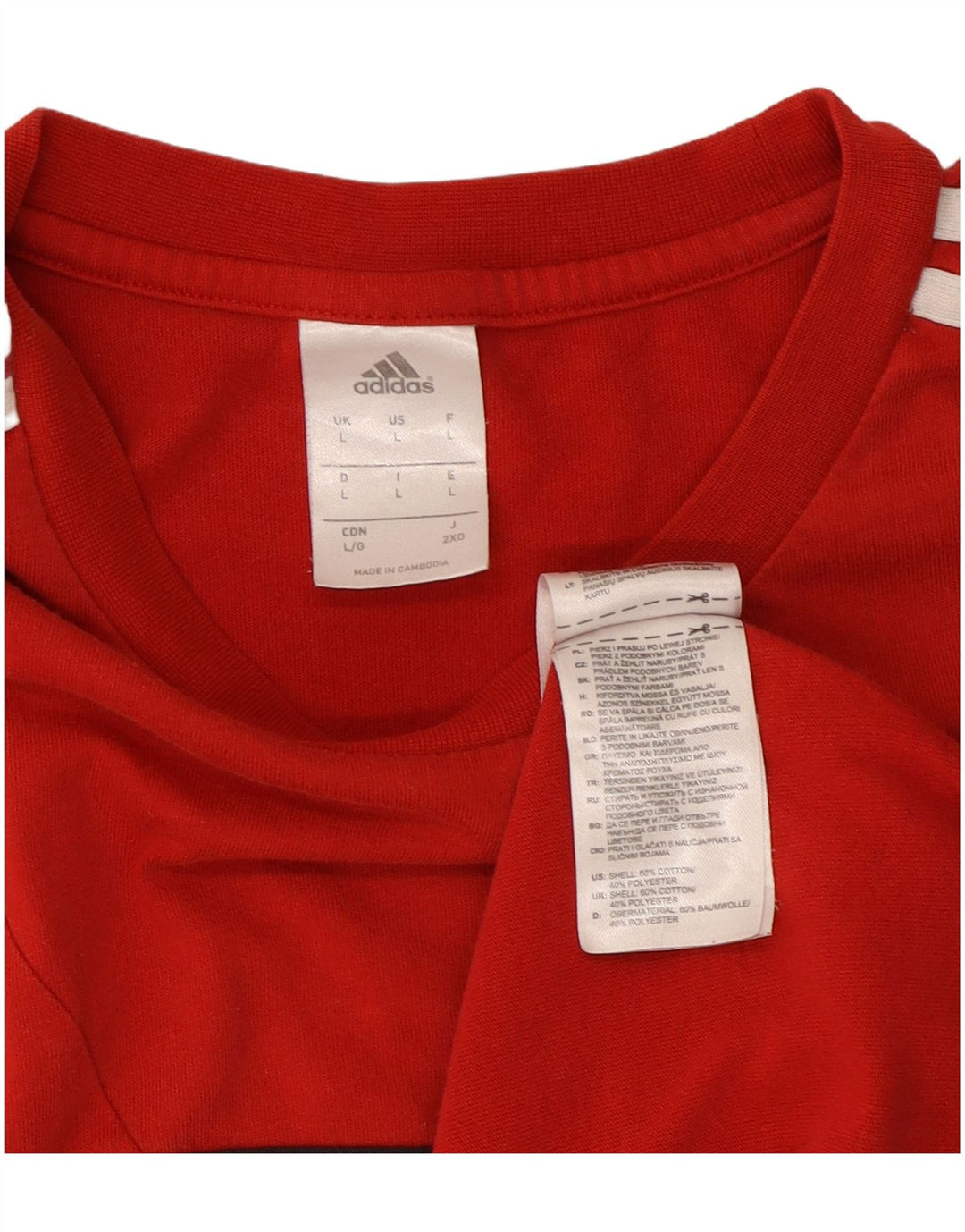 Adidas Herren T-Shirt Top Large Rot Colourblock Baumwolle