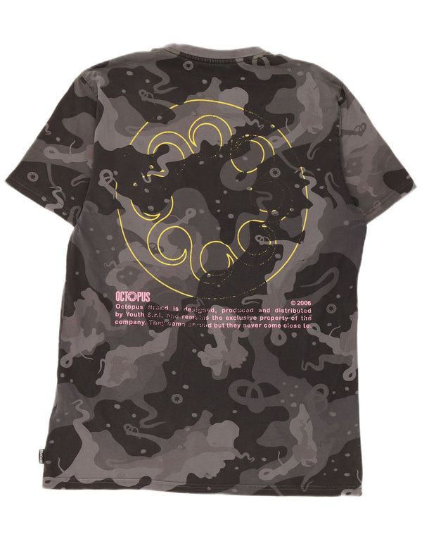 Octopus Mens Graphic T-Shirt Top Medium Grey Camouflage Cotton
