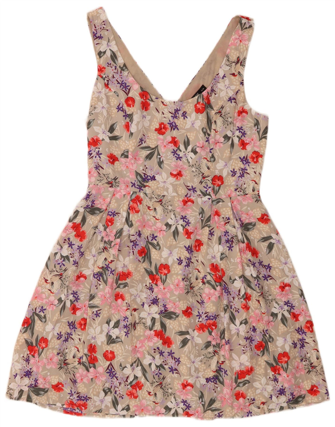 Oasis Damen-Sommerkleid, UK 12, Mittelbeige, geblümtes Polyester