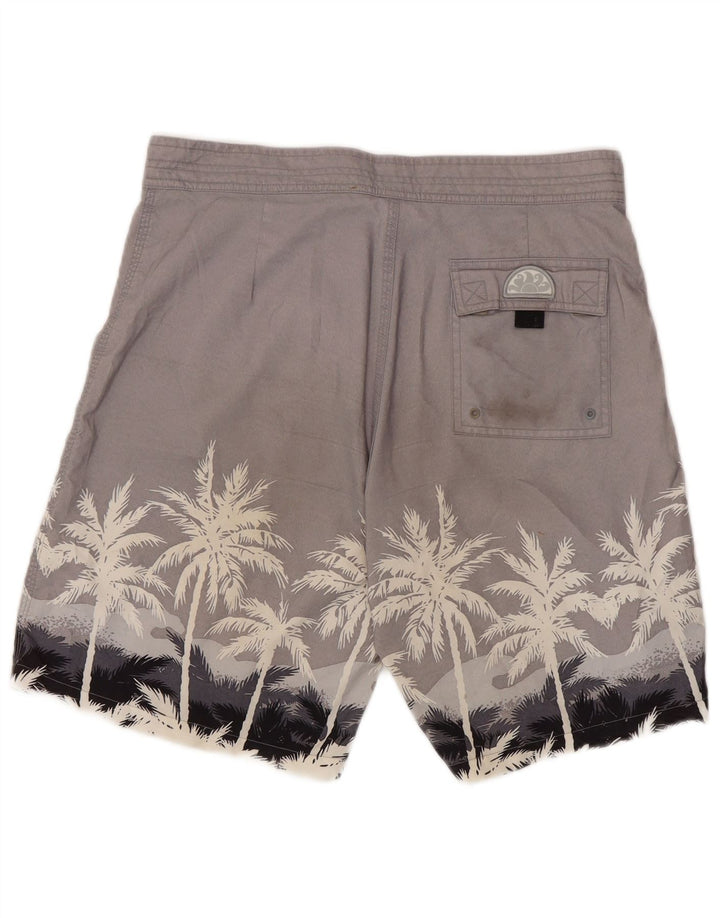 Sundek Herren-Badeshorts, groß, grau, geblümt, Polyester