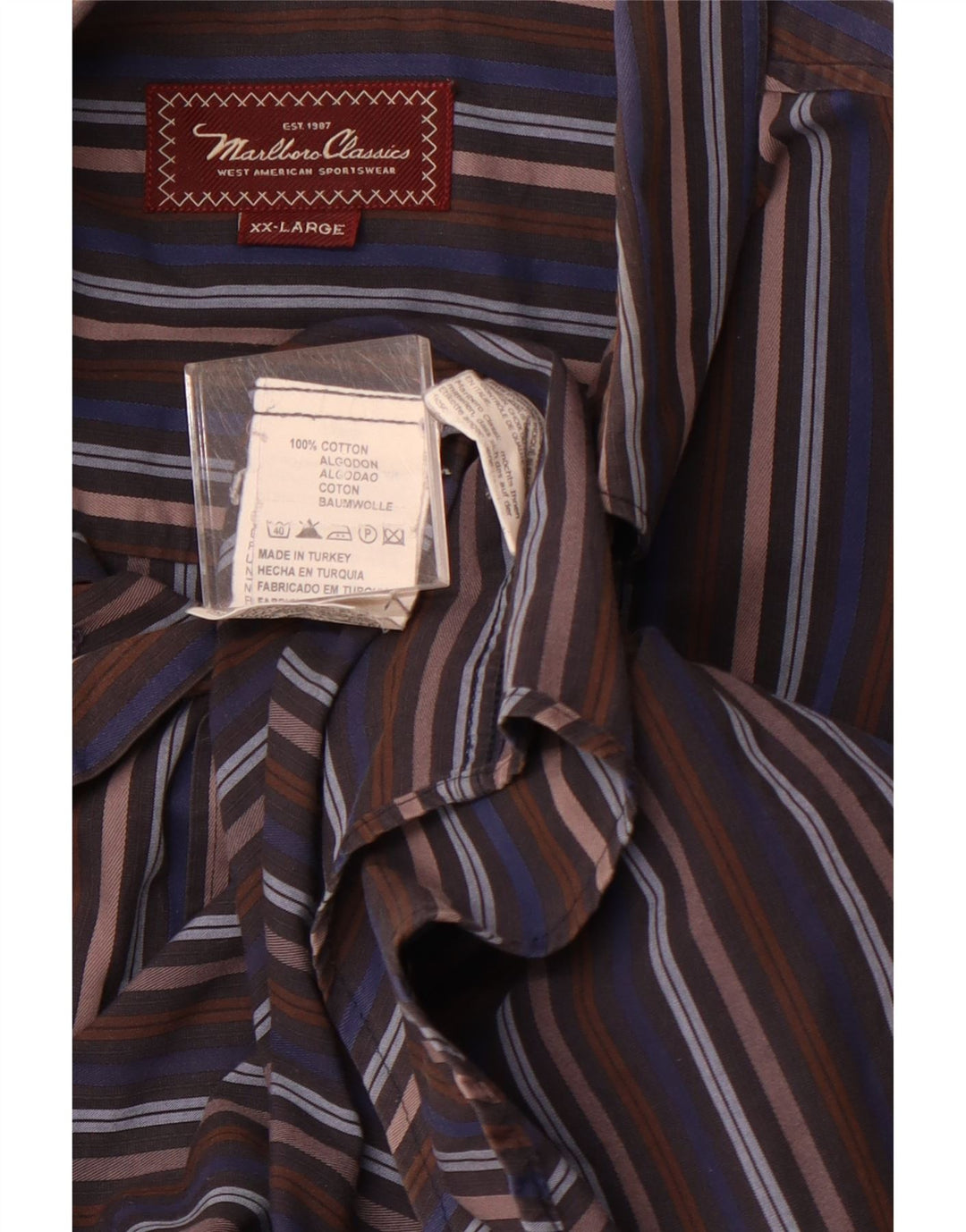 MARLBORO CLASSICS Herrenhemd 2XL Mehrfarbig gestreift aus Baumwolle