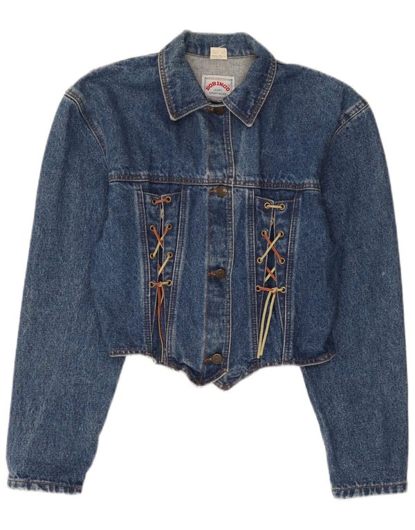 Doringo Womens Crop Denim Jacke UK 10 Small Blaue Baumwolle