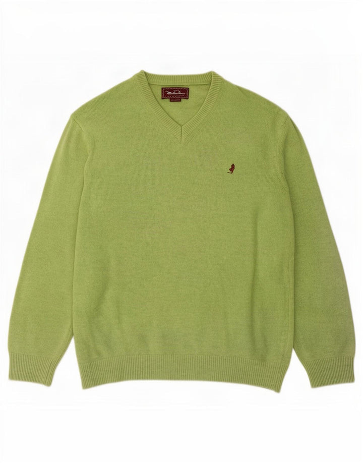 Marlboro Classics Herren-Pullover mit V-Ausschnitt, 2XL, grüne Wolle