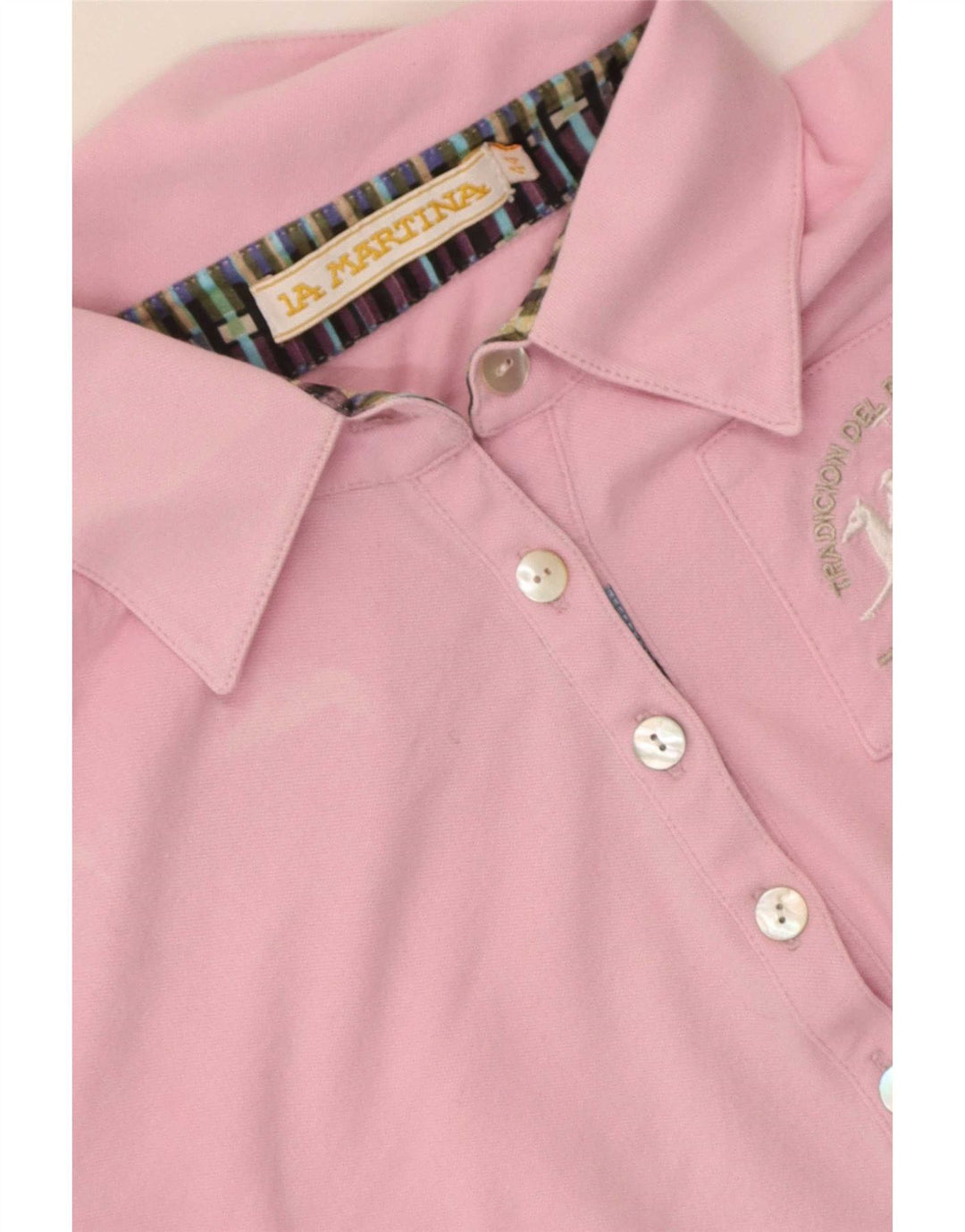 La Martina Damen Grafik-Poloshirt IT 44 Mittelrosa Baumwolle