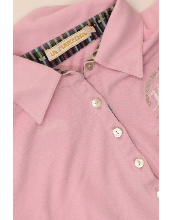 La Martina Damen Grafik-Poloshirt IT 44 Mittelrosa Baumwolle