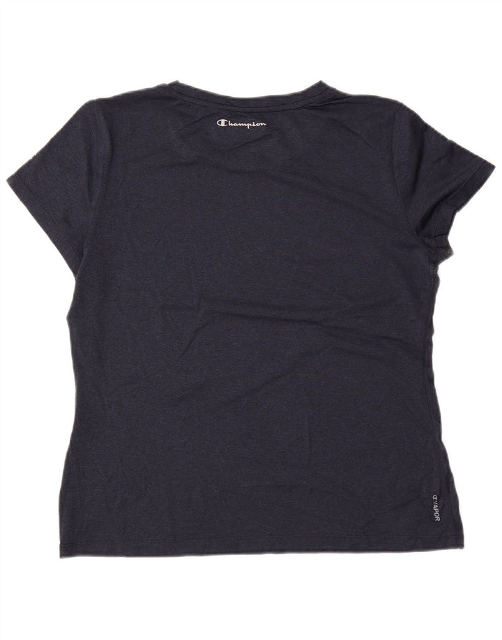 CHAMPION Damen Grafik-T-Shirt-Oberteil UK 14 Medium Marineblau