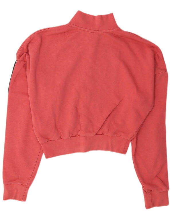 Nike Womens Oversized Crop Sweatshirt Pullover UK 6 XS Pink Colourblock