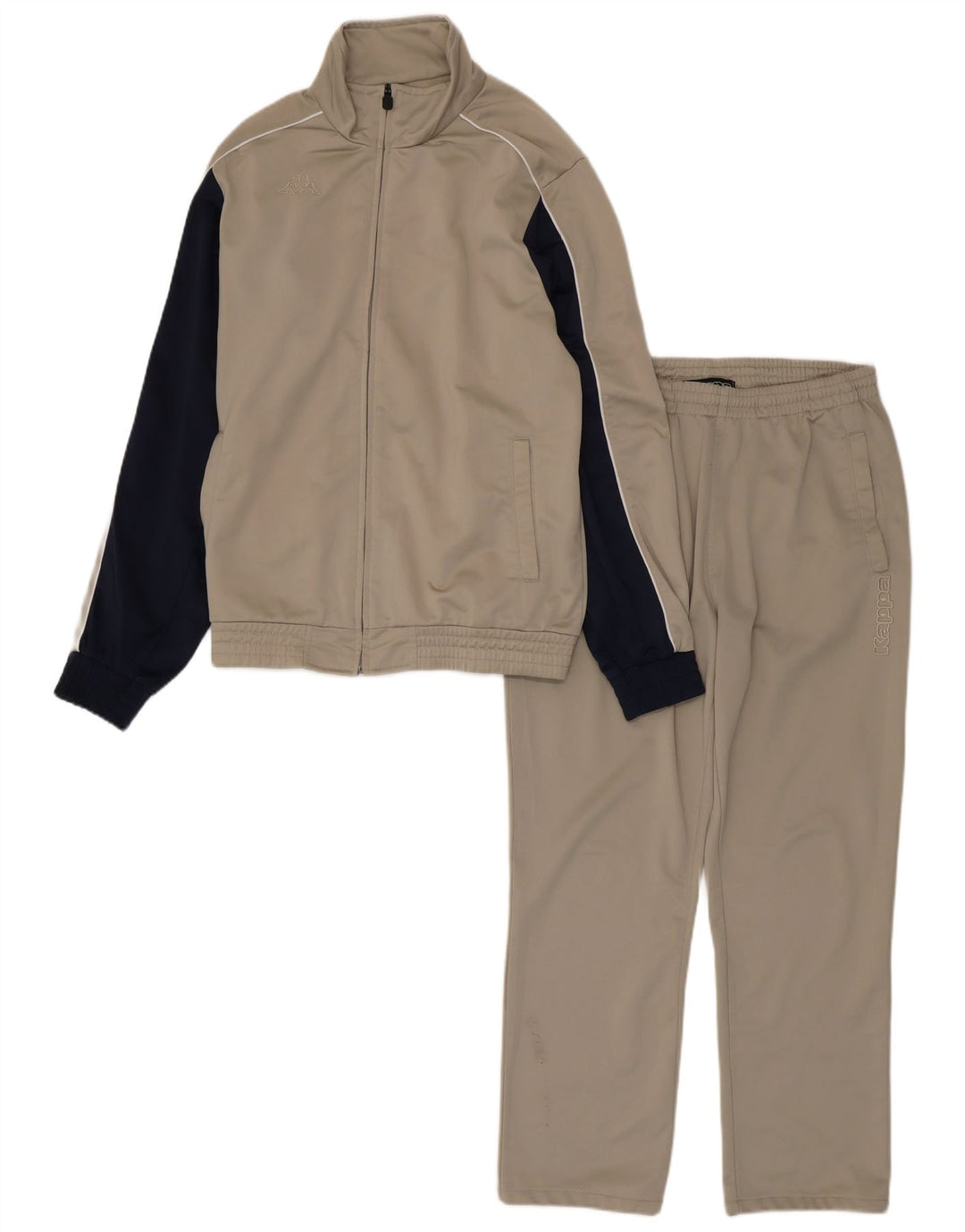 Kappa Herren-Trainingsanzug, mittelbeigefarbenes Farbblock-Polyester