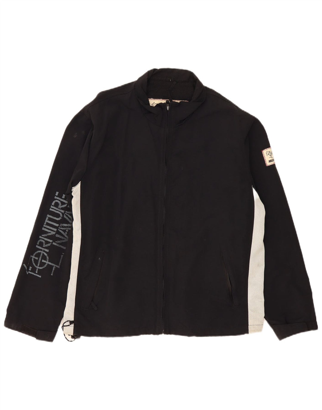 Murphy & Nye Herren-Regenjacke mit Grafik, UK 40, Größe L, schwarzes Colourblock-Nylon