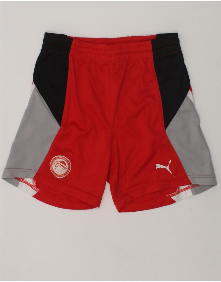 PUMA Boys Graphic Sport Shorts 7-8 Years Red Colourblock Polyester | Vintage Puma | Thrift | Second-Hand Puma | Used Clothing | Messina Hembry 