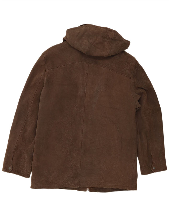 Vintage Herren Lederjacke mit Kapuze IT 48 Mittelbraun