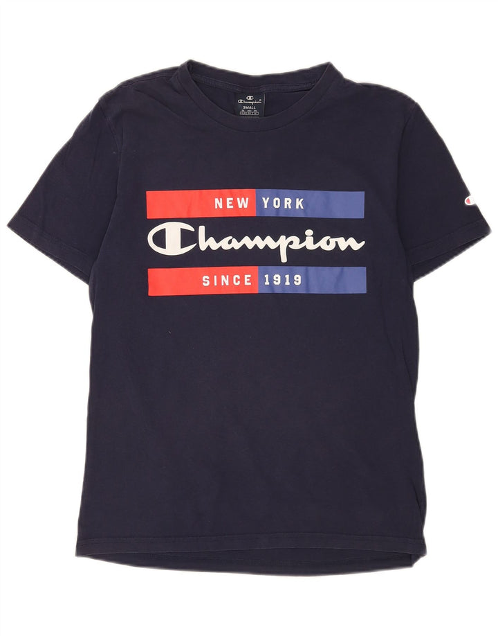 Champion Herren-T-Shirt mit Grafik, Größe S, Marineblau, Baumwolle
