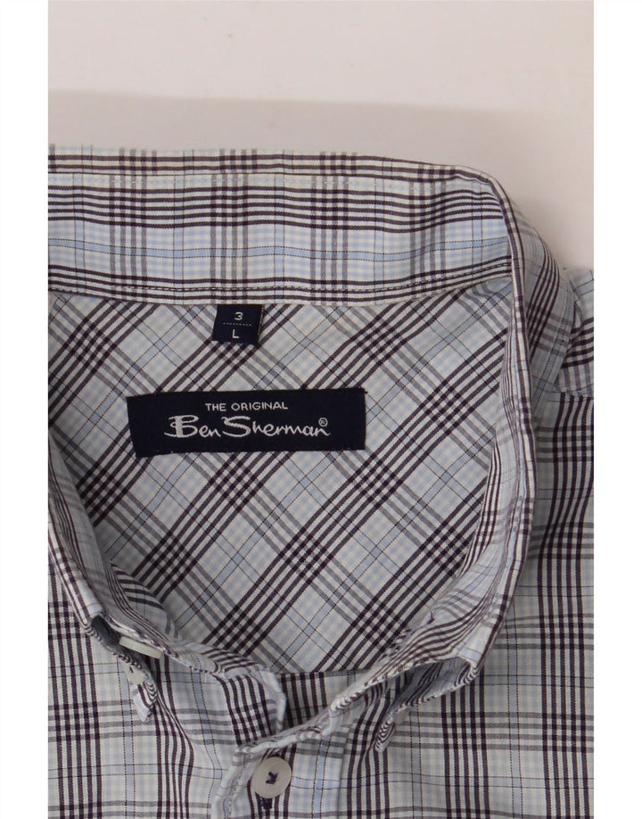 BEN SHERMAN Herren-Kurzarmhemd, groß, blau kariert