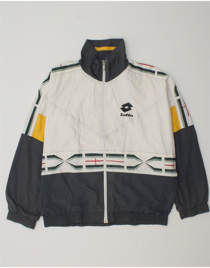 LOTTO Herren-Trainingsanzugoberteil mit lockerer Passform und Grafik, Größe S, Weiß, Farbblock