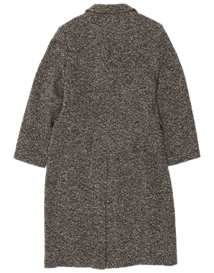 MICHELE BOYARD Damenmantel UK 12 Mittelschwarz gesprenkelte Wolle