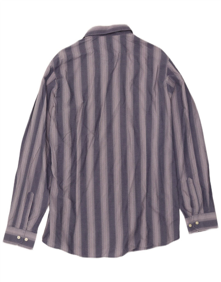 Hugo Boss Herrenhemd XL Marineblau gestreift aus Baumwolle