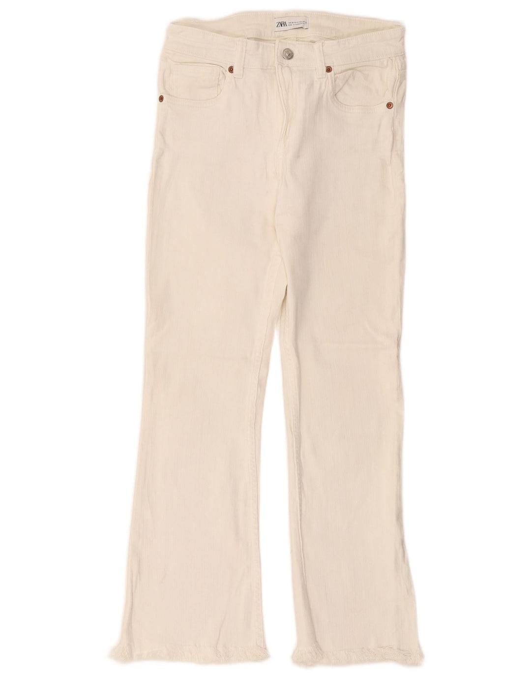 Zara Damen Schlagjeans EU 36 XS W26 L26 Weiß Baumwolle