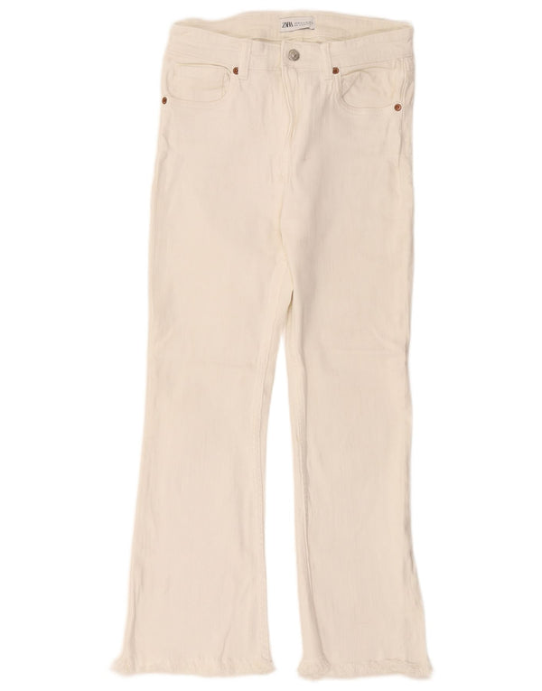 Zara Damen Schlagjeans EU 36 XS W26 L26 Weiß Baumwolle