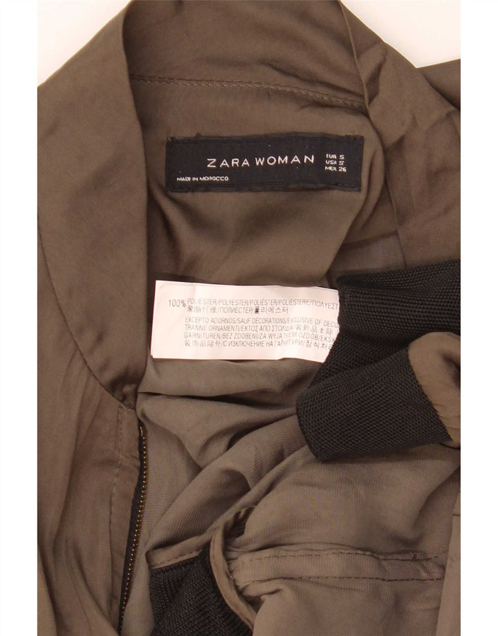 Übergroße Bomberjacke für Damen von Zara, UK 10, Small, Khaki, Colourblock-Polyester
