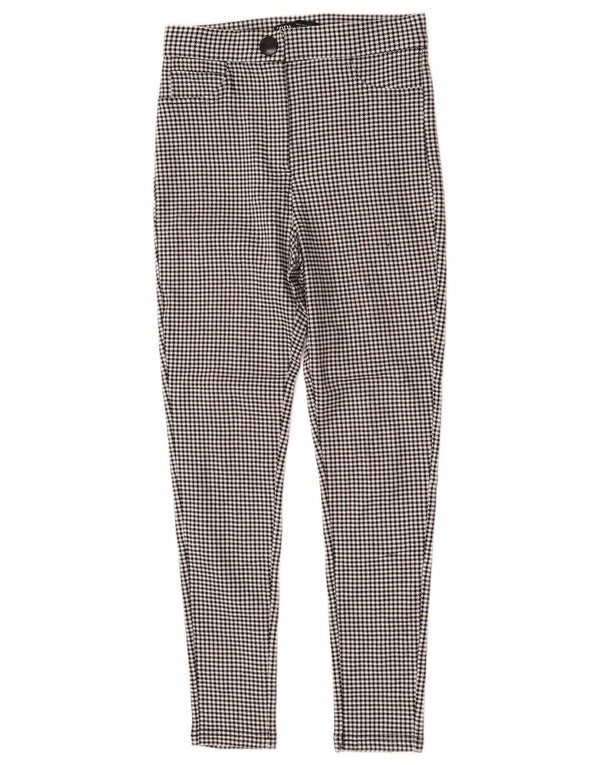 Zara Skinny-Hose für Damen, Größe S, W26, L27, schwarze Viskose mit Hahnentrittmuster