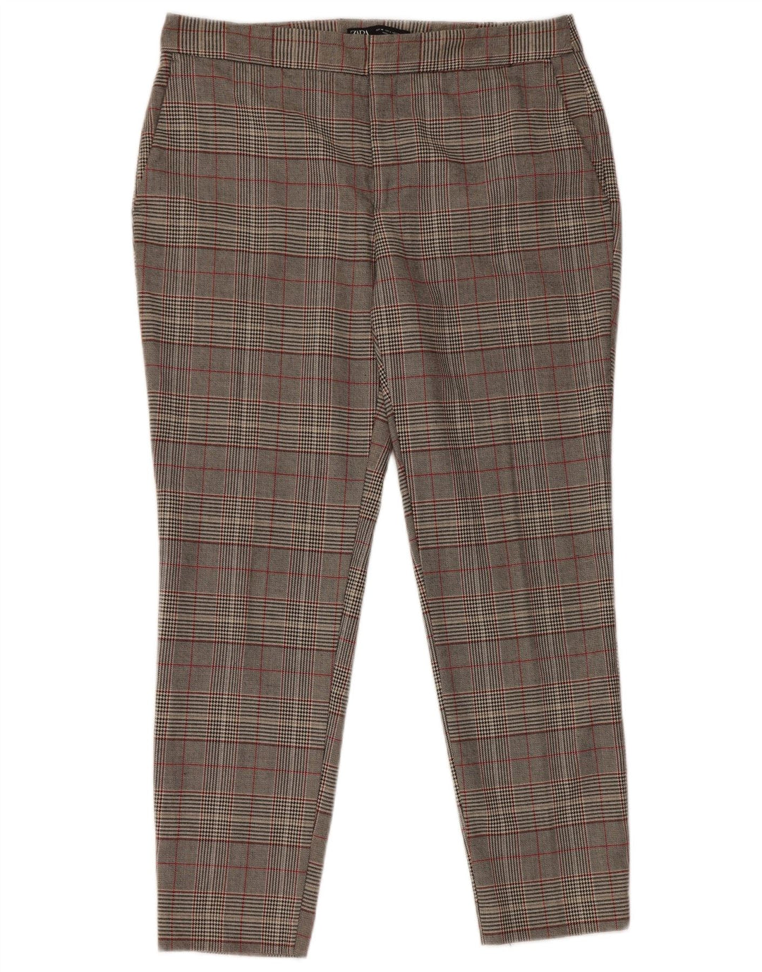 Zara Slim Chino-Hose für Damen, EU 40, M, W30, L27, Grau mit Hahnentrittmuster
