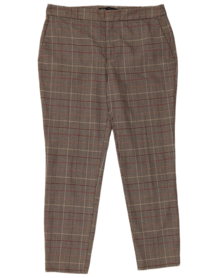 Zara Slim Chino-Hose für Damen, EU 40, M, W30, L27, Grau mit Hahnentrittmuster
