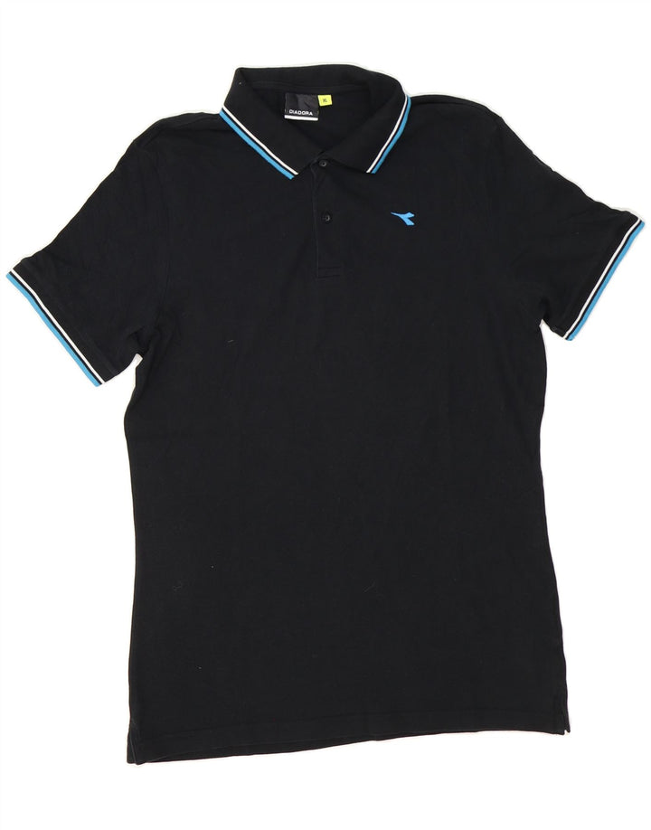 DIADORA Mens Polo Shirt XL Black Cotton Vintage Diadora and Second-Hand Diadora from Messina Hembry 