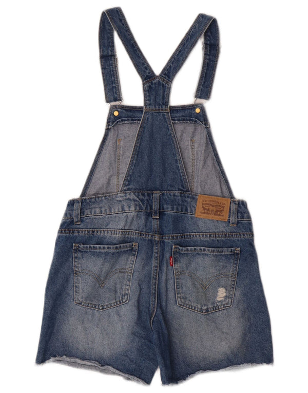 Levi's Distressed-Latzhose, Jeansshorts für Mädchen, 11–12 Jahre, W26, blaue Baumwolle