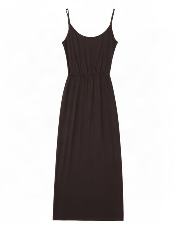 Marks & Spencer Damen Ärmelloses Maxikleid UK 10 Small Schwarz Baumwolle