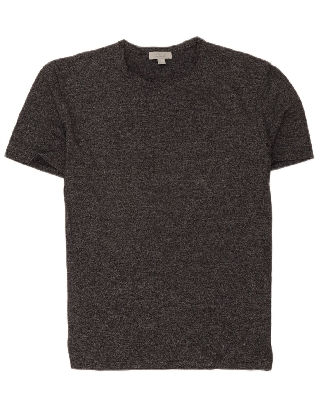 Cos Herren-T-Shirt-Oberteil aus mittelgrau gesprenkelter Baumwolle